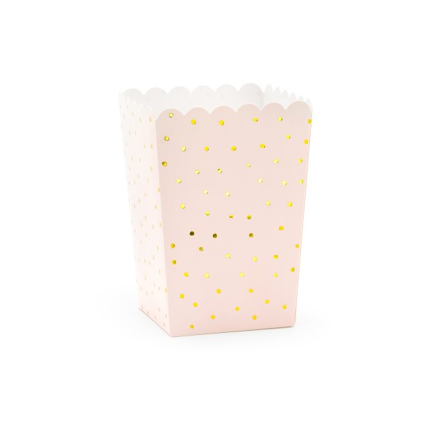 Popcorn bæger lys rød med guldprikker 6 stk.