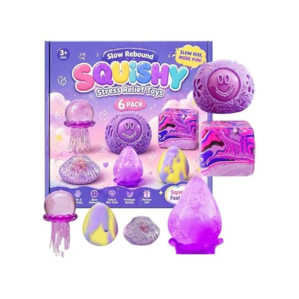 Purple Squishy Box � 6-pak Slow Rising Squishy S�t
