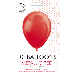 R�d Metallic Balloner 30 cm � Premium Latex til Helium & Luft (10 stk)