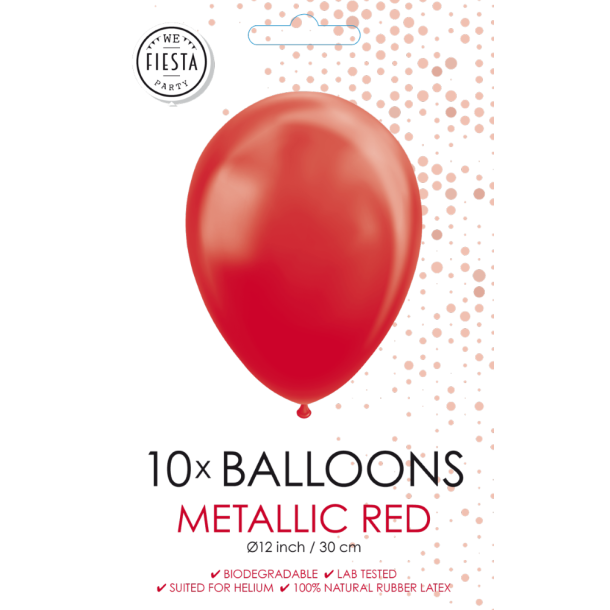 R�d Metallic Balloner 30 cm � Premium Latex til Helium &amp; Luft (10 stk)
