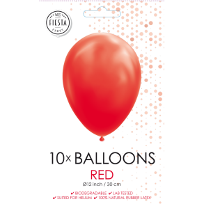 R�de Balloner 30 cm � Premium Latex til Helium & Luft (10 stk)