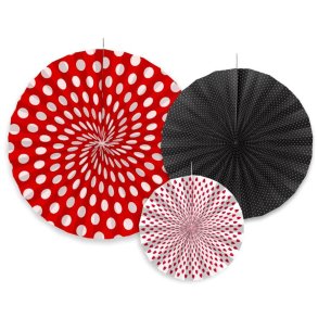 Rosetter - Rd Og Sort Mix- 3 Stk (23/32/40 cm)