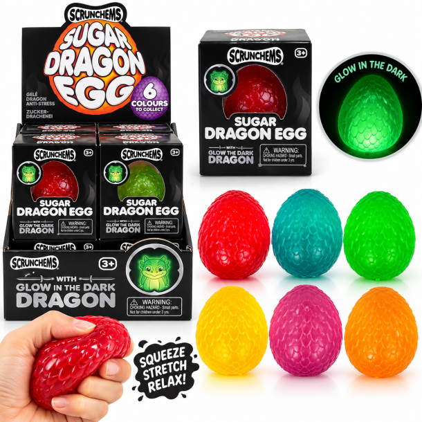 Scrunchems Sugar Dragon Egg � Drage�g med Sugar Fyld &amp; Glow in the Dark