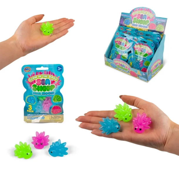 Sea Sheep Glow in the Dark Mini Mochi � 3 stk. Squishy Fidget Toys