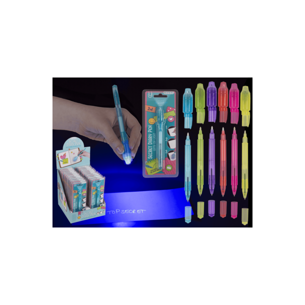 Secret Diary Pen  Usynligt Blk &amp; UV-lys