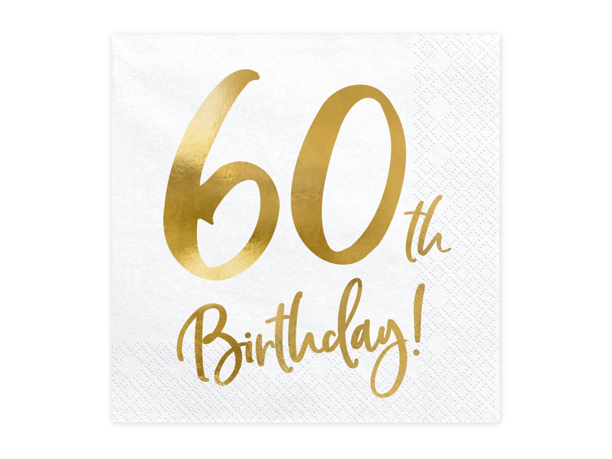 Servietter 60 fødselsdag guld 20 - Servietter Til Fest - Webshop