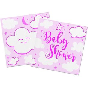 Servietter Girl Babyshower/ Hallo World - 20stk 25x25 cm