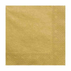 Servietter Guld Metallic - 20stk 40x40 Cm