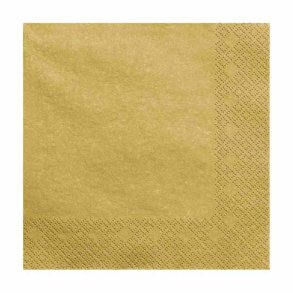Servietter Guld Metallic - 20stk 40x40 Cm
