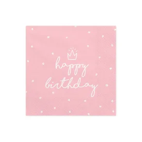 Servietter Happy Birthday - Lyser�d - 20 Stk. 33 x 33 cm