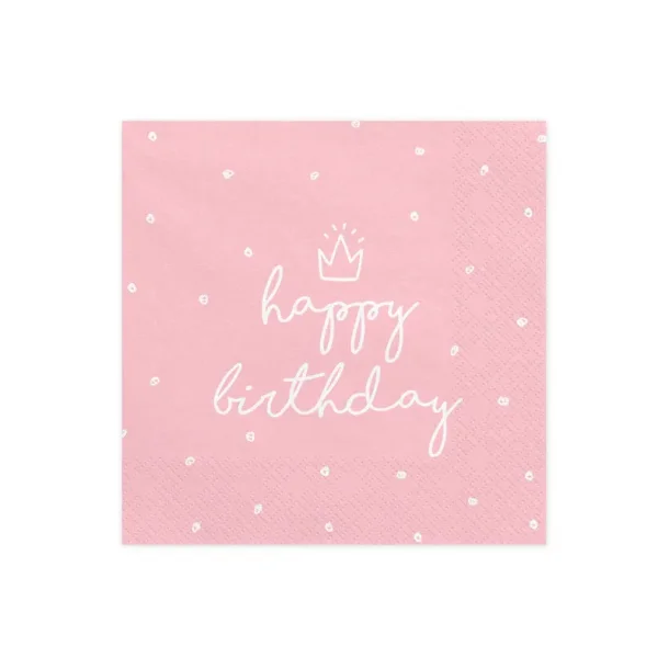 Servietter Happy Birthday - Lyser�d - 20 Stk. 33 x 33 cm