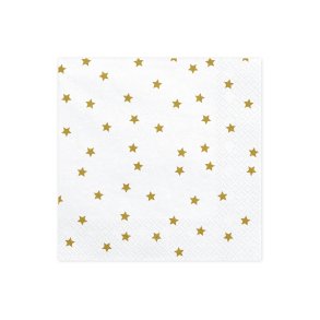 Servietter Guld Stjerner - Hvid Og Guld - 20 Stk. ca. 33 x 33 cm