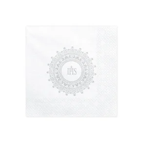 Servietter Hvide, Slv Mnster Med Ihs Monogram - 20 Stk.  33x33 cm