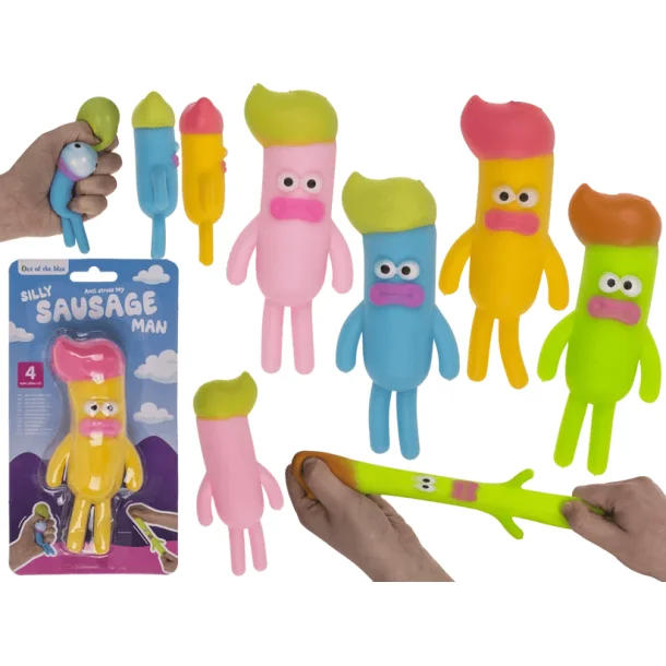 Silly Sausage Man � Sjov Anti Stress Figur med Stretch � Assorterede Farver
