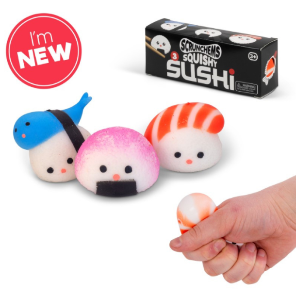 Scrunchems Squishy Sushi - 3-Styks S�t med Kawaii Ansigter