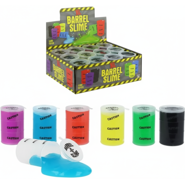 Slime Barrel Large  Stor tnde fyldt med farverig slime