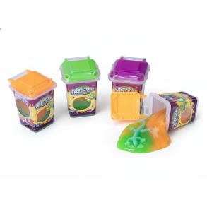 Slimet skraldespand med overraskelseslegetj