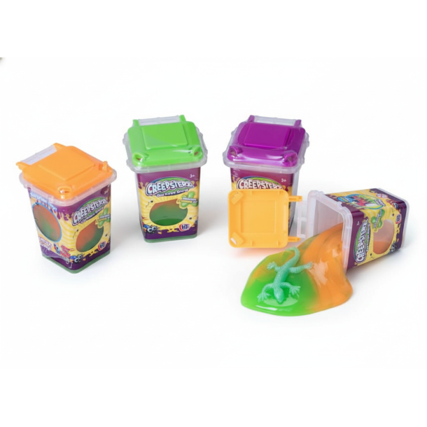 Slimet skraldespand med overraskelseslegetj