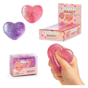 Sparkly Heart Sugar Stressbold med Glimmer Assorteret