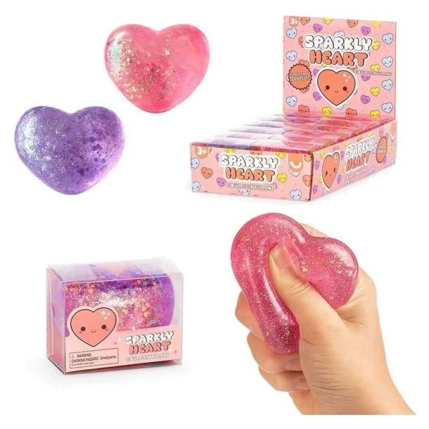 Sparkly Heart Sugar Stressbold med Glimmer Assorteret