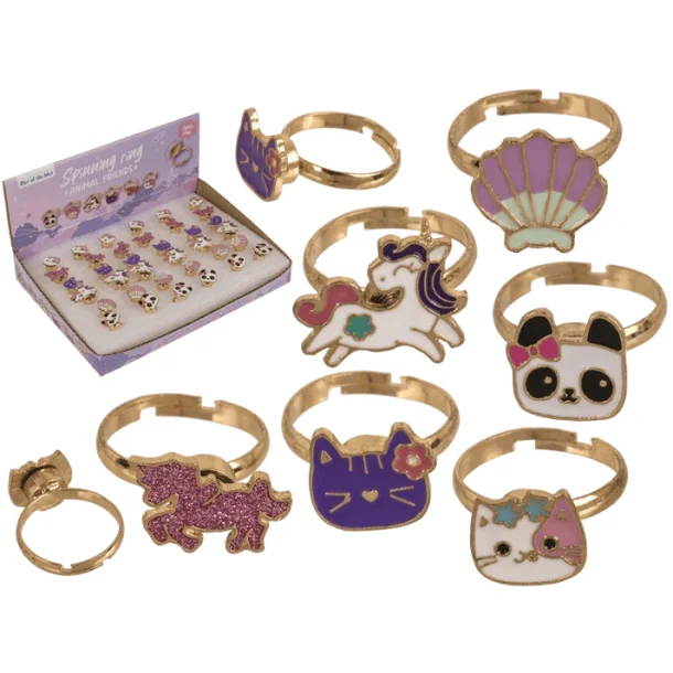 Spinner Ring Animal Friends � Fidget Ring med Dyr � Assorteret