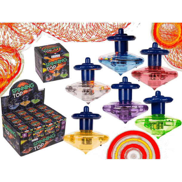 Spinning Top med LED Lys 5,5 cm � 6 Assorterede Farver