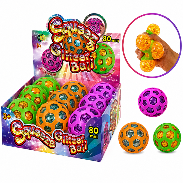 Squeeze Glitter Ball 8 cm � Assorterede Farver