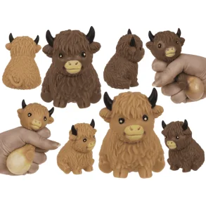 Squeeze Highland Ko � 8 cm � Tofu-fyldt Stressbold � Assorterede Farver