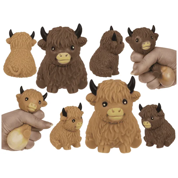 Squeeze Highland Ko � 8 cm � Tofu-fyldt Stressbold � Assorterede Farver