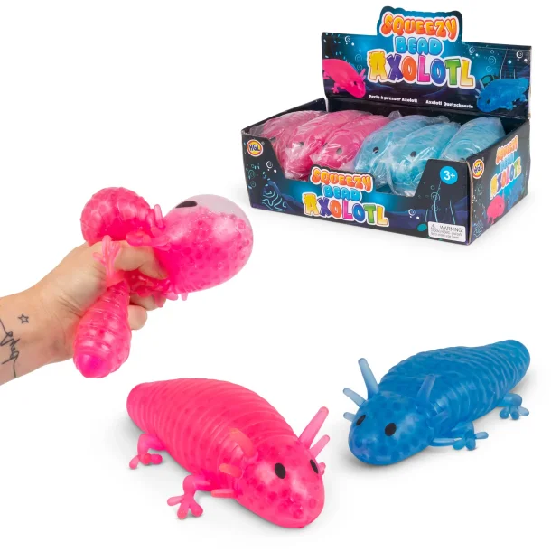 Squeezy Bead Axolotl – Kæmpestor stressbold med squishy perler