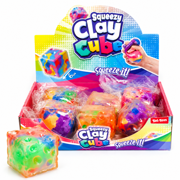 Squeezy Fidget Cube 6 cm � Fidget Toy med Bl�dt Clay