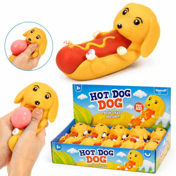 Squeezy Hot Dog Sensory Toy � Sjov Squishy P�lsehund