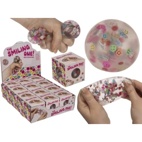 Squishy Emoji Ball 6 cm � Transparent Stressbold med Emoji Fyld
