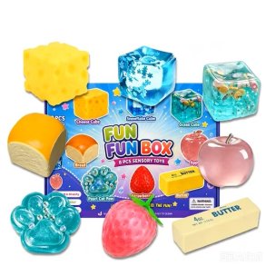 Squishy Fun Box � 8 stk. Sensoriske Squishies & Stress Toys