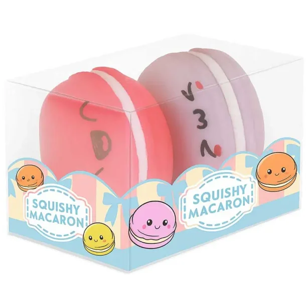 Squishy Macarons 2 Pak Bl�de og Str�kbare Fidget Toys
