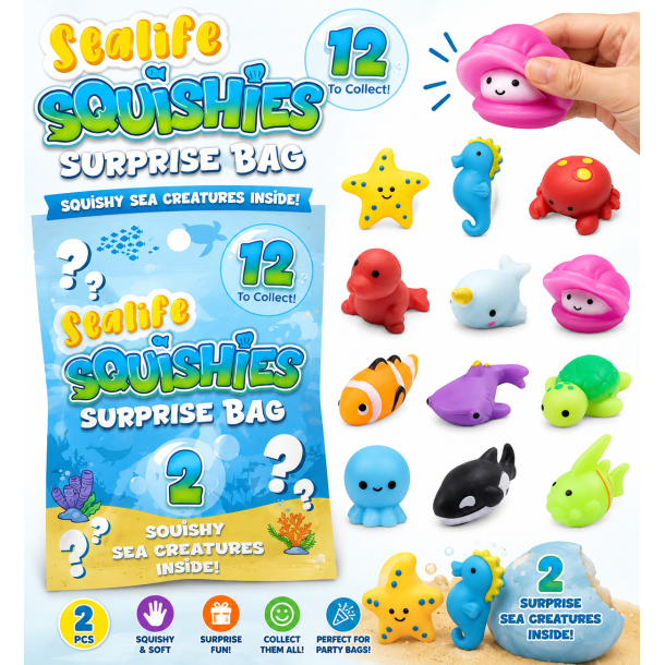 Squishy Sealife Surprise Bag � 2 stk. Havdyr Squishies