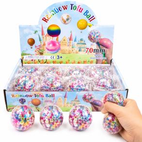 Squishy Stressbold med Farverige Plastikperler 7 cm � 1 stk.