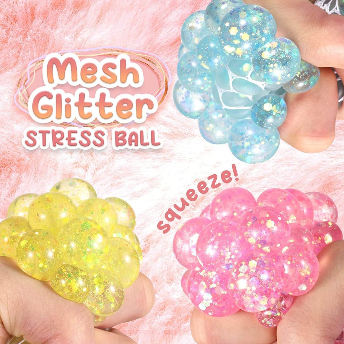 Squishy netbold med glitter - Fidget Toys - Bents Webshop