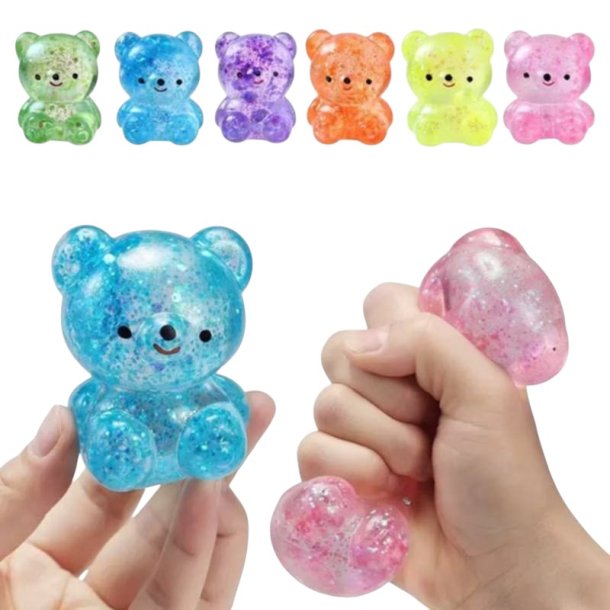 Sugar Bear – Bamseformet Stressbold med Glitter Sugarfyld