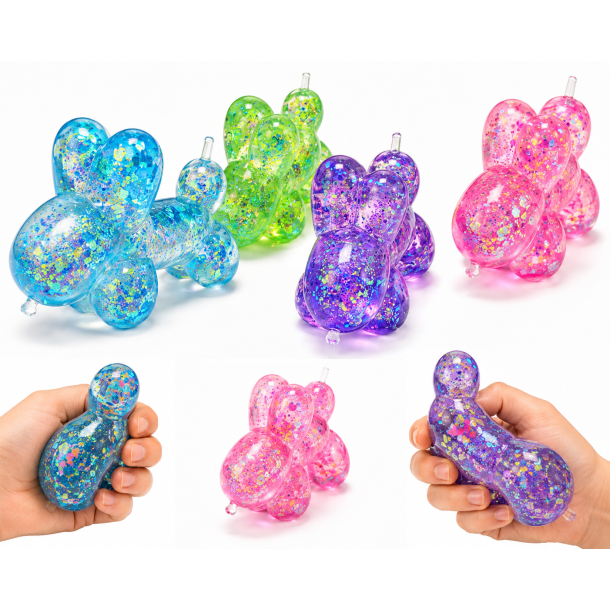 Sugar Stressbold Ballon hund med Glitter