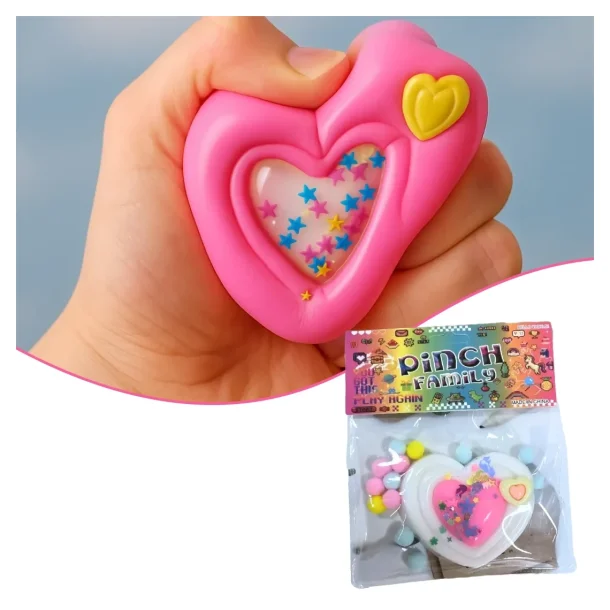 Paw Squishies – Hjerteformet Fidget Squishy med Stjerner og Konfetti
