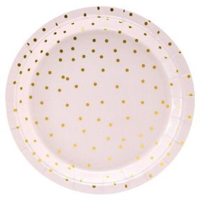 Tallerkener Lyserd Med Guld Prikker  - 6 Stk (18cm)