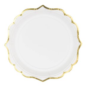 Tallerkener Hvid Med Guldkant - 6stk (18,5cm)