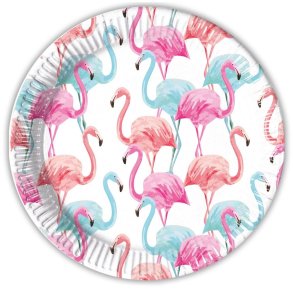 Tallerkner Mix Flamingo -8 Stk 23 cm