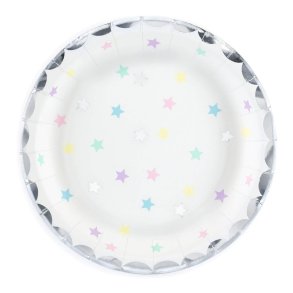 Tallerkner Unicorn - Stjerner - 6 stk (18 cm)