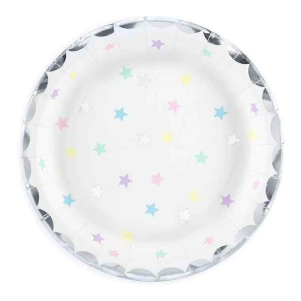 Tallerkner Unicorn - Stjerner - 6 stk (18 cm)