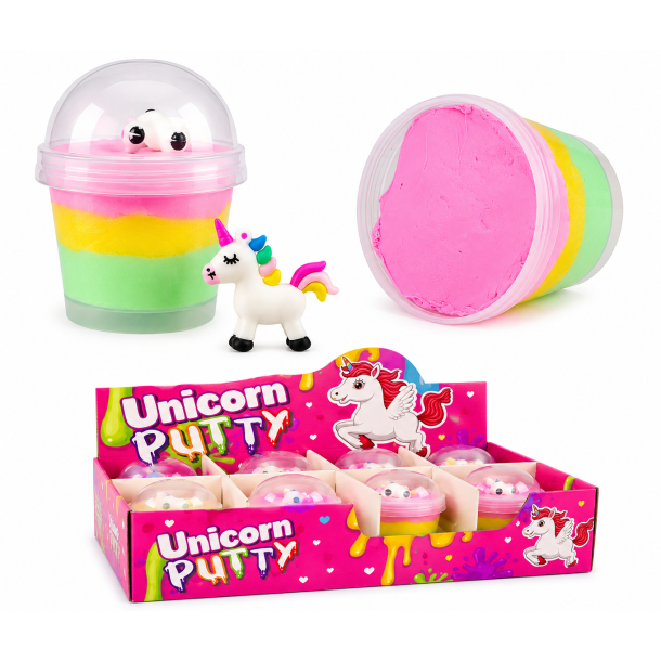 Unicorn Putty Bounce � 3 farvet putty med enhj�rning figur