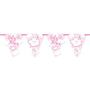 Vimpel Guirlande 'Hello World!' Babyshower Girl 20x30 Cm 6 Meter