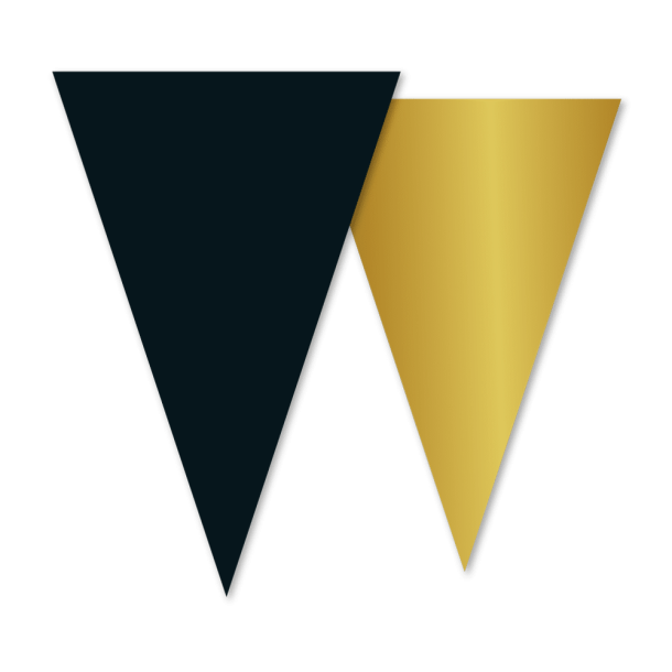 Vimpelbanner 10 meter  Sort &amp; Guld 2030 cm