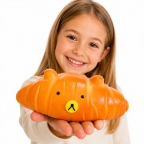 XXL Croissant Squishy 21 cm � Bamseansigt & Marshmallow-fyld